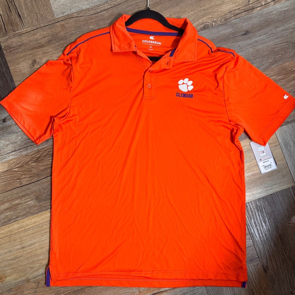 Colosseum‎ Mens Clemson Tigers Polo Shirt Orange Short Sleeve XL NWT DKPS10140